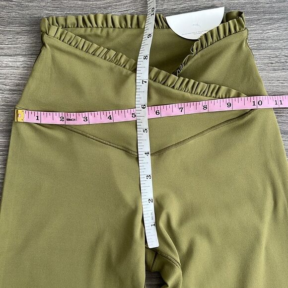 AERIE REAL ME Xtra Crossover Ruffle Legging Small Olive Green Activewear NWT - Picture 7 of 8